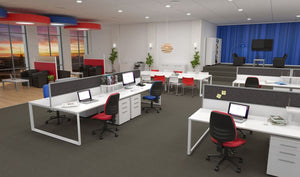 Anvil Office Desk with stable white steel frame plus four top colours