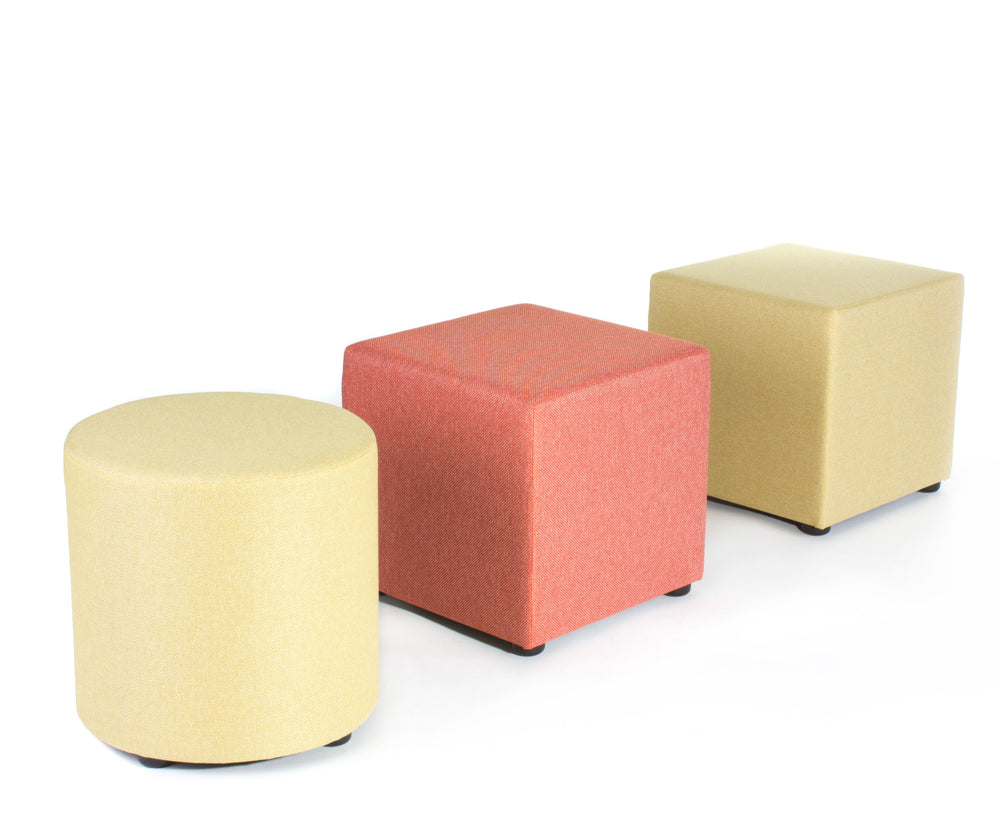 Ottomans soft upholstery Ottomans-Round or Box shapes for office, break out, Educational| NZ made