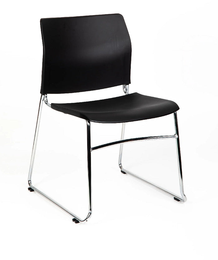 CS One Sled frame stacking chair- Visitor-cafe-meeting chair-Polypropylene seat Black only