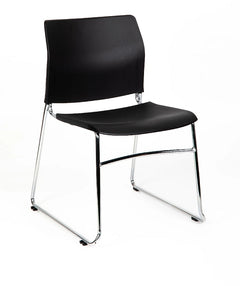 CS One Sled frame stacking chair- Visitor-cafe-meeting chair-Polypropylene seat Black only