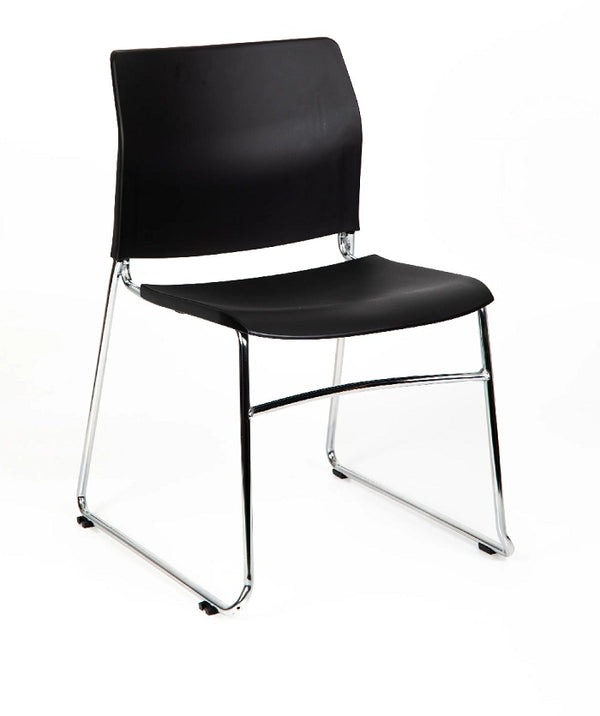 CS One Sled frame stacking chair- Visitor-cafe-meeting chair-Polypropylene seat Black only