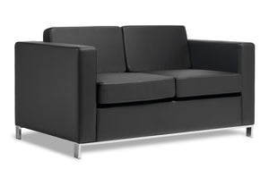 Carlo two seater sofa -Black leatherette -10 year warranty-modern soft seating