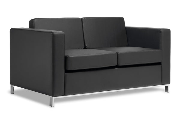 Carlo two seater sofa -Black leatherette -10 year warranty-modern soft seating