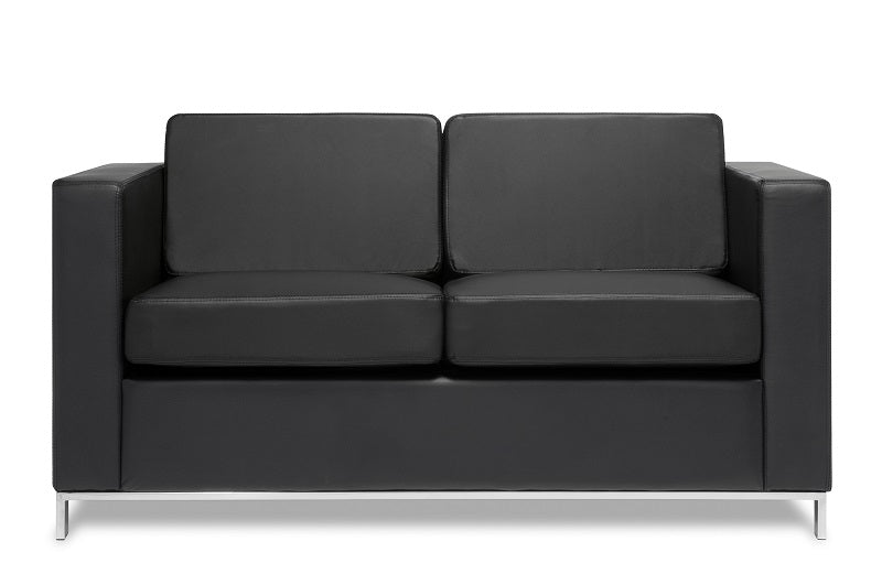 Carlo two seater sofa -Black leatherette -10 year warranty-modern soft seating