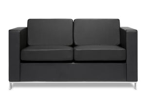 Carlo two seater sofa -Black leatherette -10 year warranty-modern soft seating