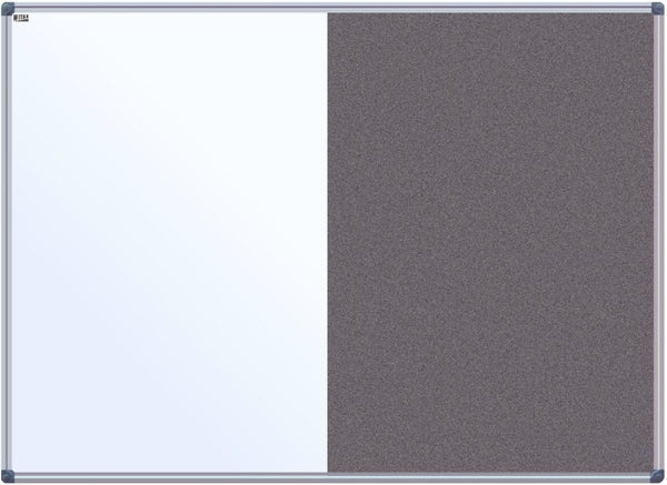 Combination Whiteboard - Pinboard - wall mounted notice board- standard Grey fabric