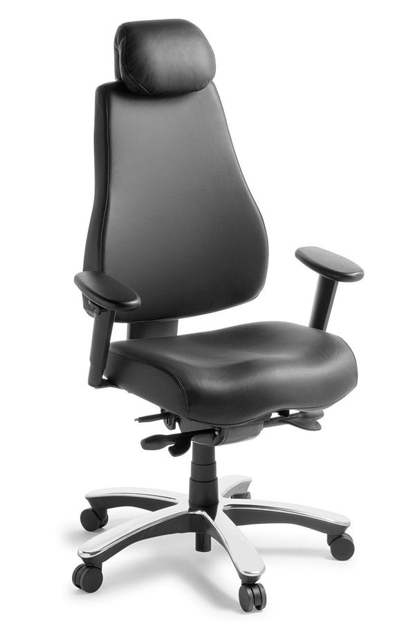 Control heavy duty high back office chair-with arms & headrest- AFRDI Level 6\ Black leather option