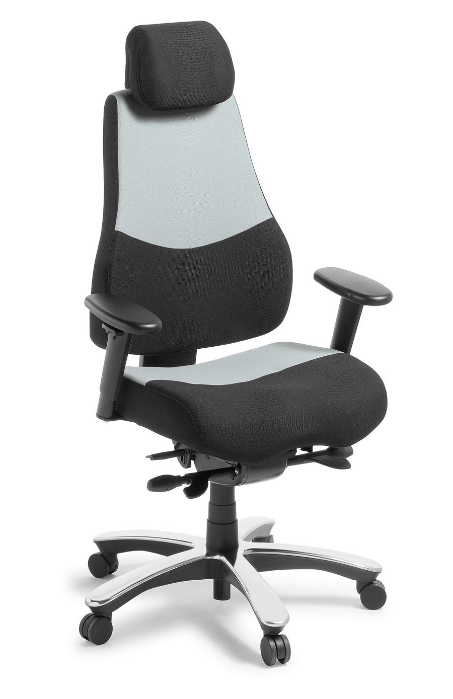 Control heavy duty high back office chair-with arms & headrest- AFRDI Level 6\ Black leather option