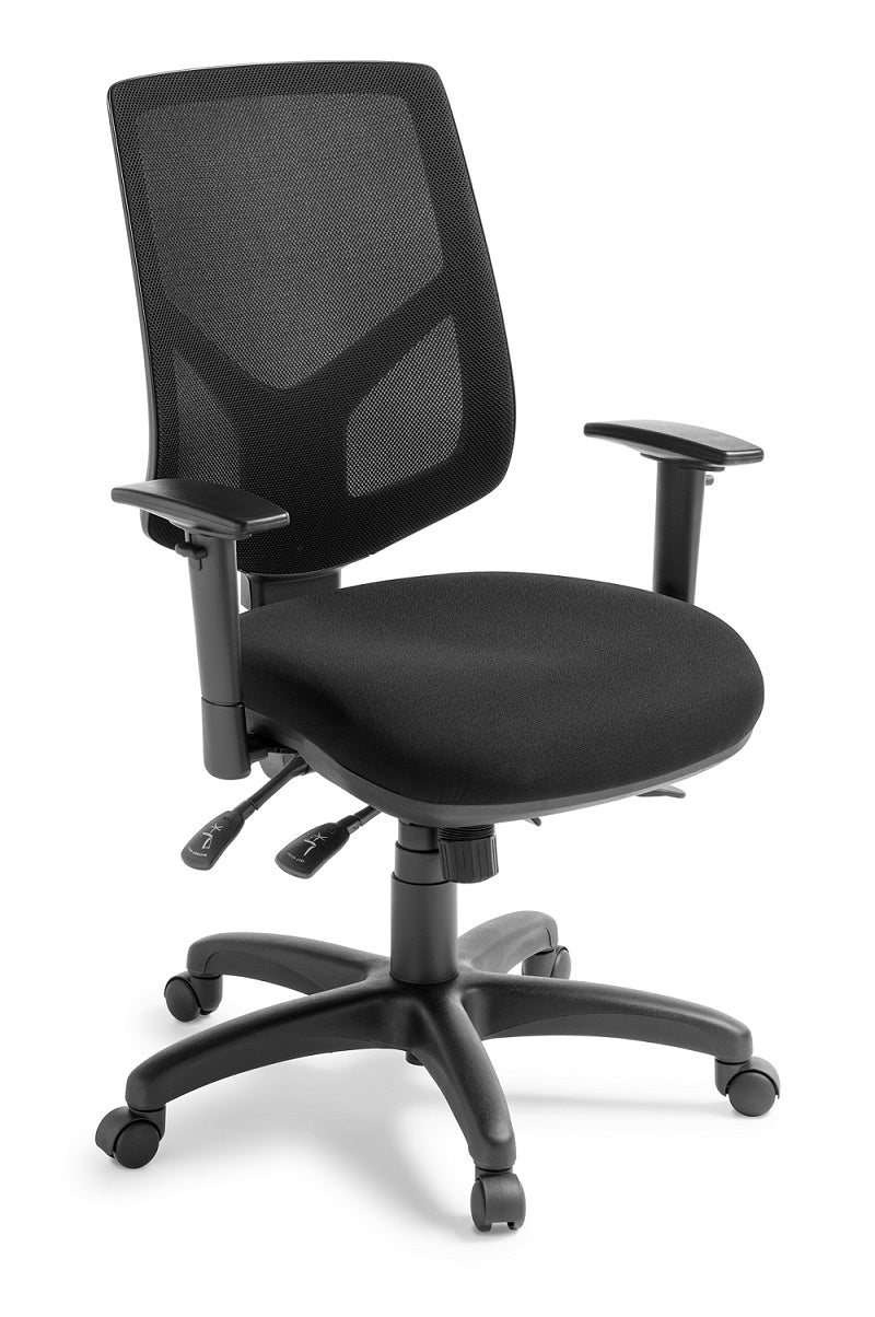 Crew mesh back office chair-3 lever AFRDI certified office chair with large wide seat-colour options-NZ built