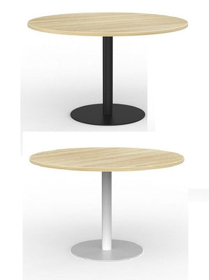 Cubit Polo Round Meeting Table| Black or White steel base| 900 or 1200 round tops-4 top colours