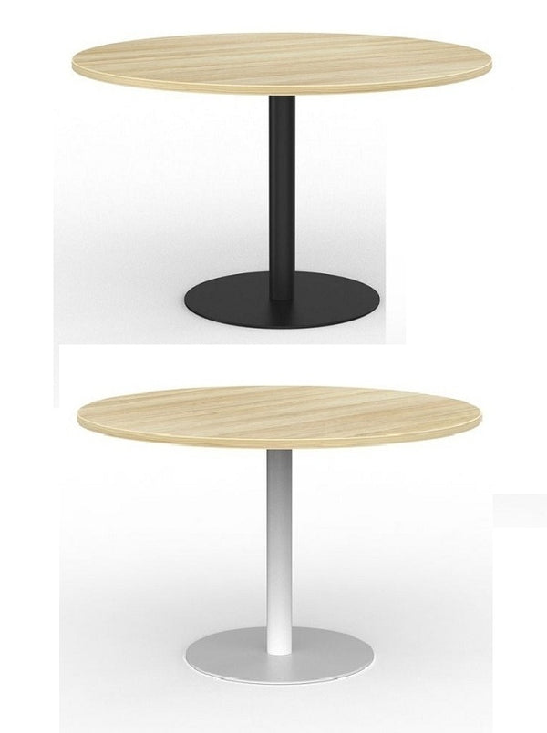 Cubit Polo Round Meeting Table| Black or White steel base| 900 or 1200 round tops-4 top colours
