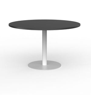 Cubit Polo Round Meeting Table| Black or White steel base| 900 or 1200 round tops-4 top colours