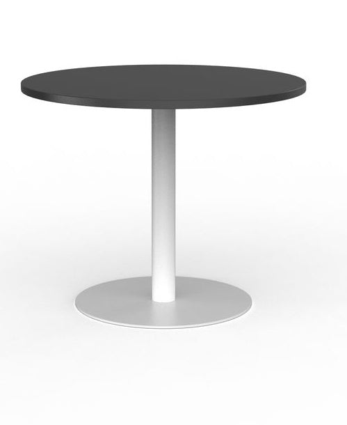 Cubit Polo Round Meeting Table| Black or White steel base| 900 or 1200 round tops-4 top colours