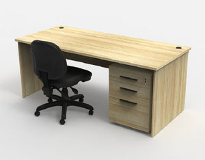 Cubit Slab end Office Desk-Traditional Fixed height office desk-Melamine Oak finish