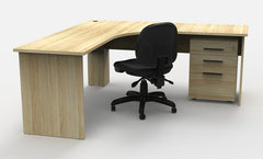 Cubit Slab End Workstation-Traditional Fixed height office corner Workstation-Melamine Oak finish