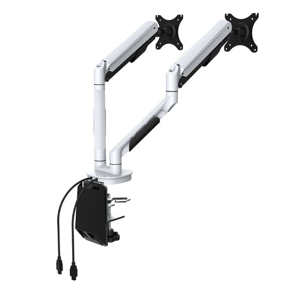 Cutlass Double Monitor arm- clamp on - Grommet through desk fitting
