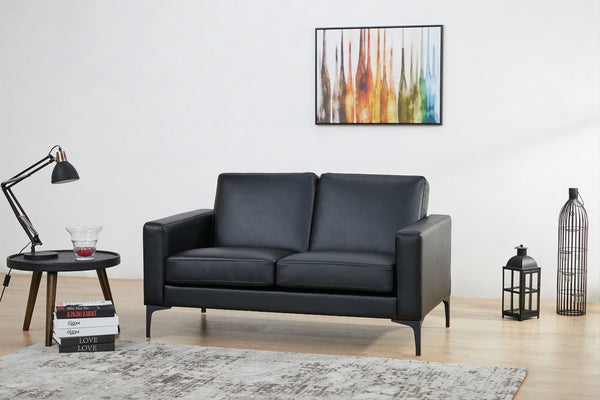 Della two seater sofa | economical soft seating| Black Vinyl| reception-visitor-casual seating|