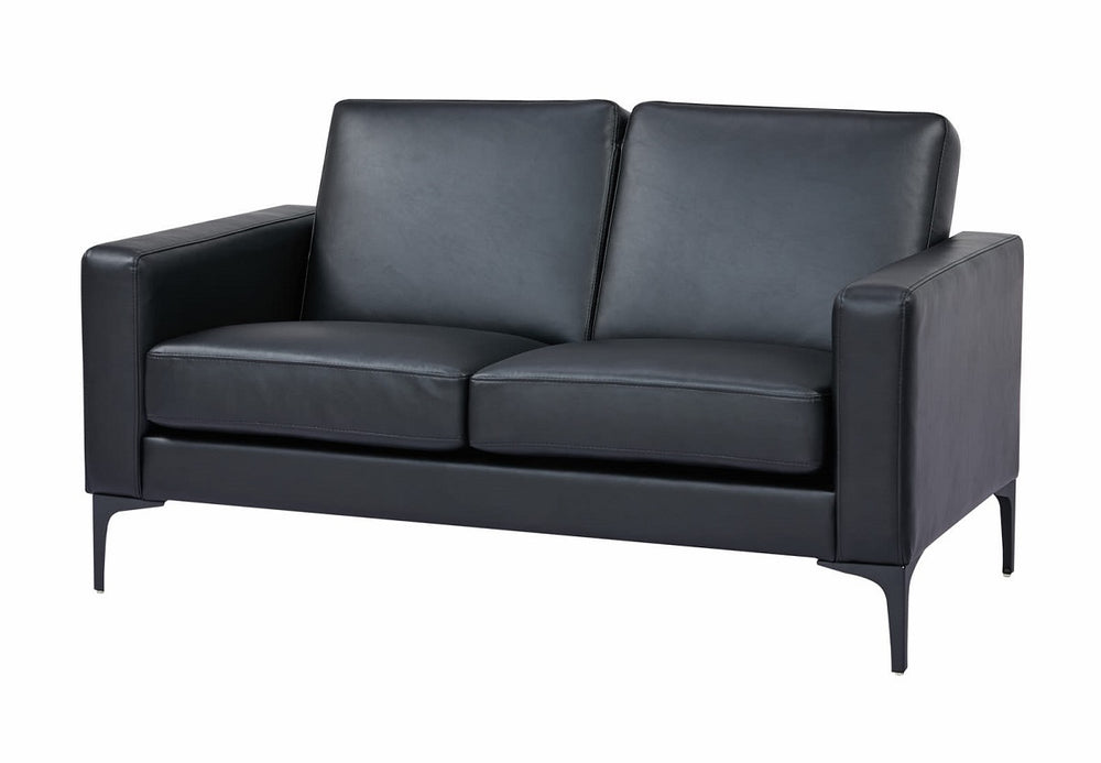 Della two seater sofa | economical soft seating| Black Vinyl| reception-visitor-casual seating|