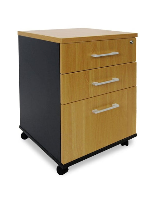 Delta mobile drawer unit- Locking-3 and 4 drawers- Beech and Charcoal finish