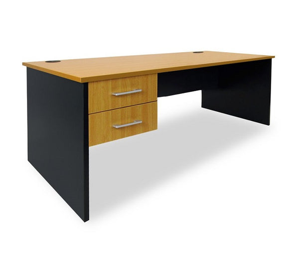 Delta Desk with drawers-1200,1500,1800 options-Beech top-Dark Charcoal base