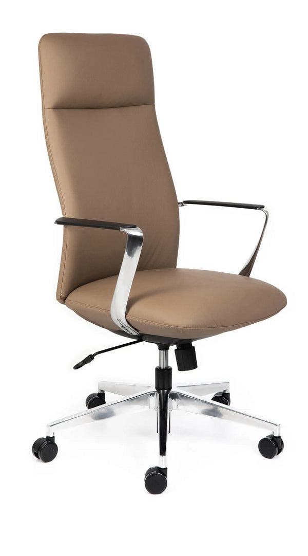 Director leather High back executive chair with arms- Black & Tan leather options