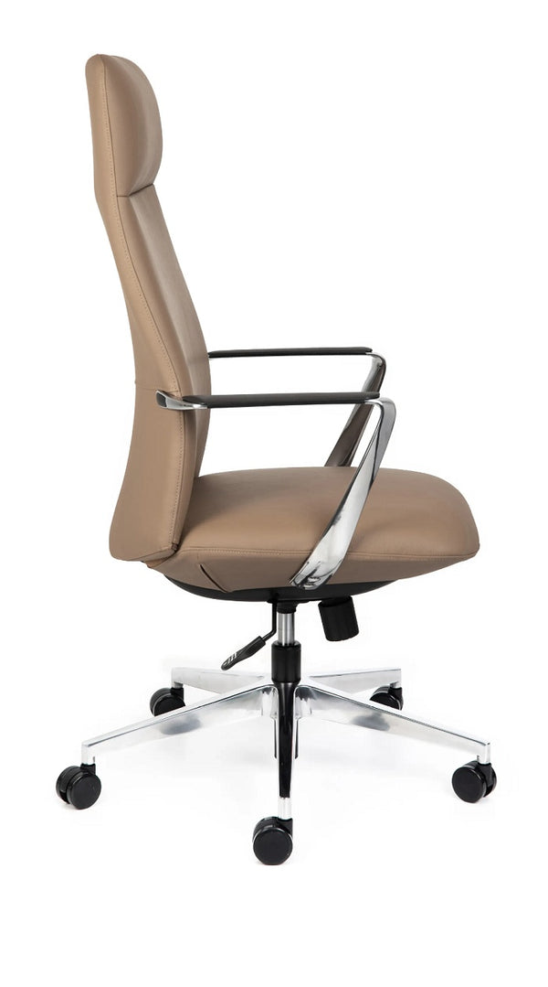 Director leather High back executive chair with arms- Black & Tan leather options