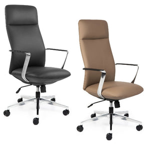 Director leather High back executive chair with arms- Black & Tan leather options