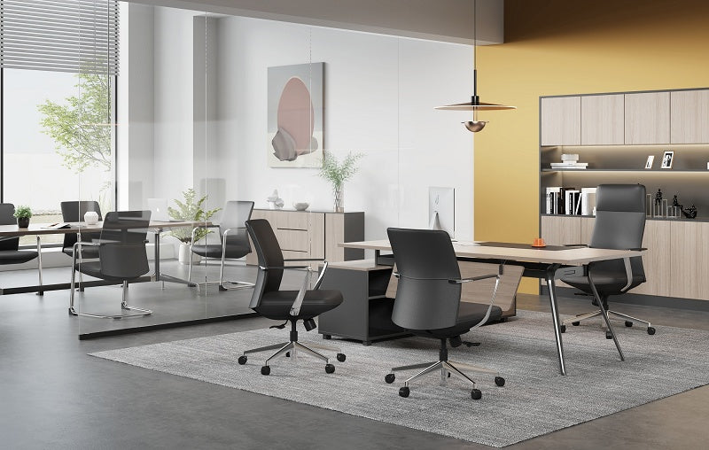 Director leather High back executive chair with arms- Black & Tan leather options
