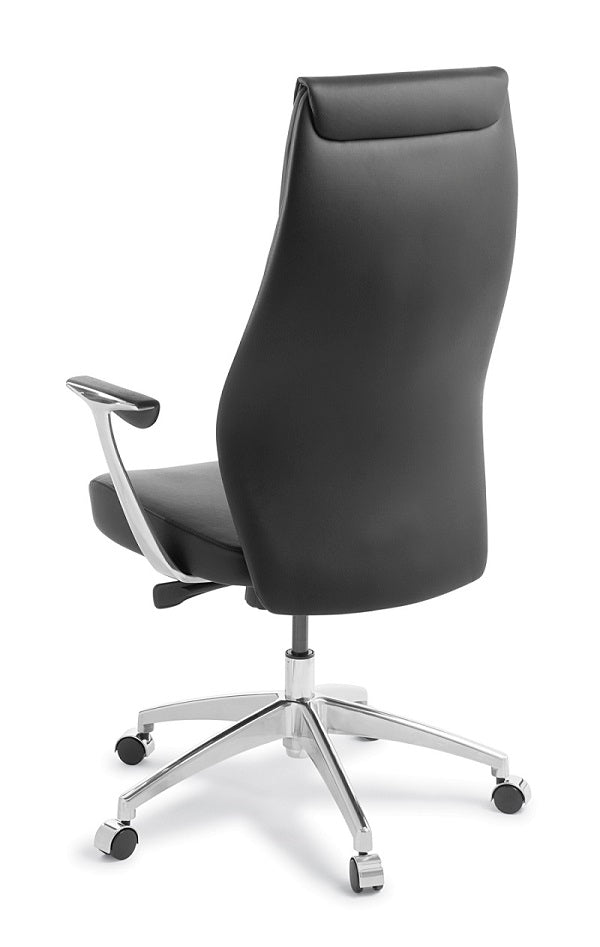 Domain leather executive chair-High or Mid back options-Black leather with PU vinyl-