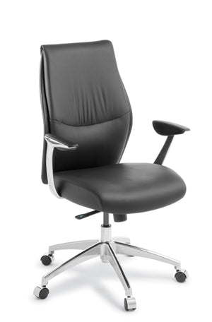 Domain leather executive chair-High or Mid back options-Black leather with PU vinyl-
