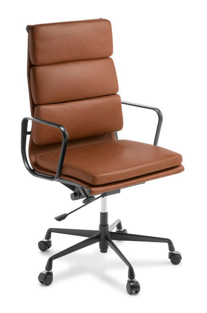 Tan Leather Eames replica boardroom chair-Chrome or Black frame