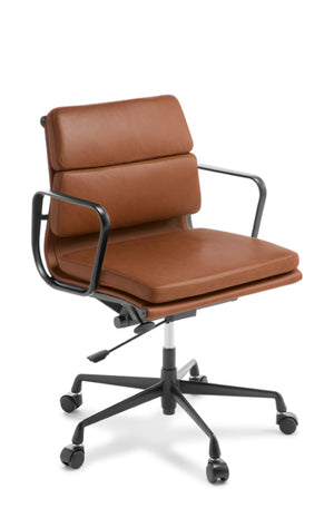 Tan Leather Eames replica boardroom chair-Chrome or Black frame