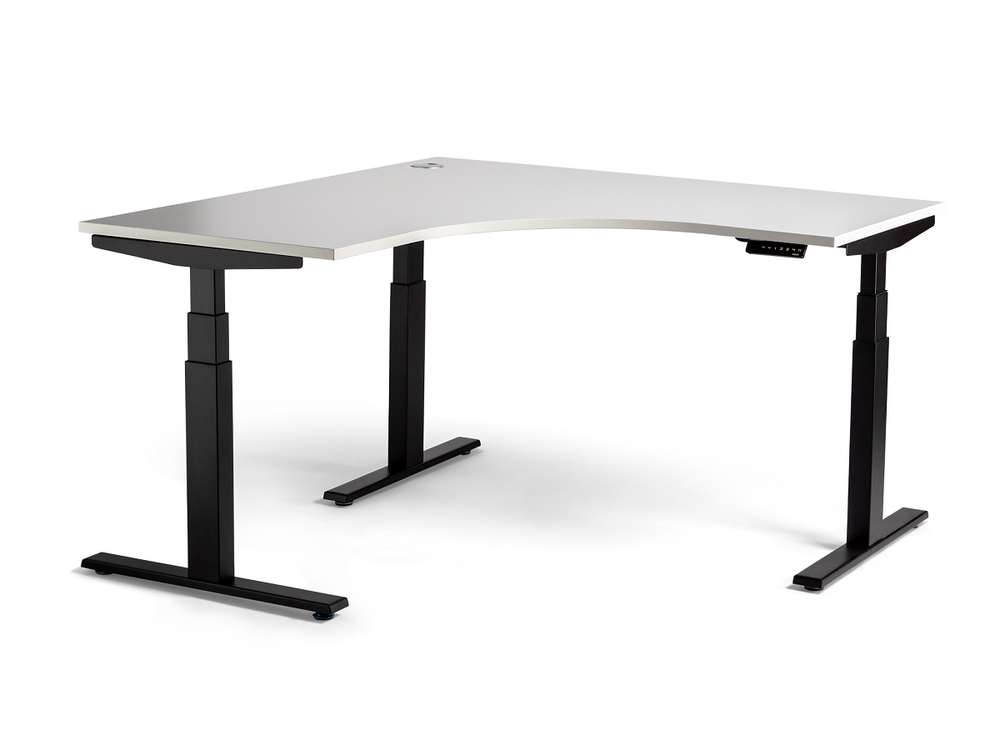 Enhance electric sit to standing Workstations- Black and White adjustable 3 column frames-adjust 630 -1250mm high