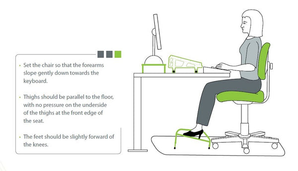 Desk Footrest- adjustable height-angle-footrest support for circulation- NZ made