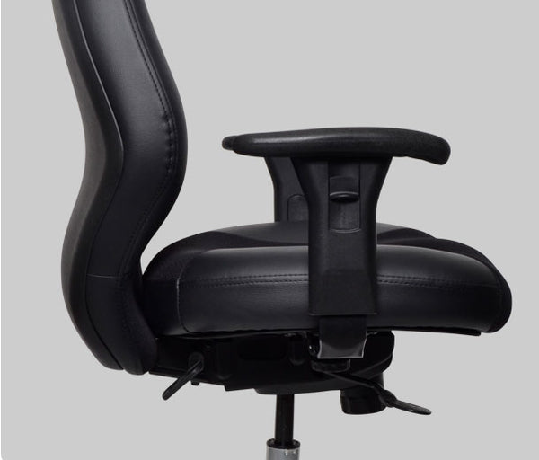 Everest high back executive chair with arms- Leather and mesh upholstery- flat pack delivery