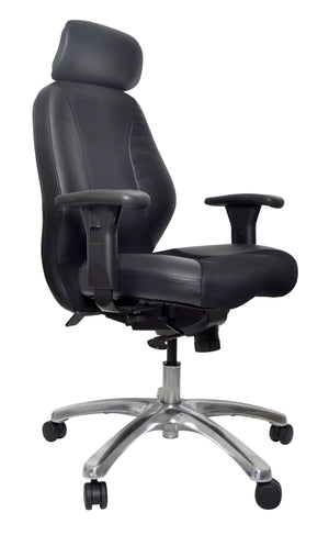 Everest high back executive chair with arms- Leather and mesh upholstery- flat pack delivery