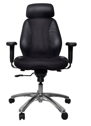 Everest high back executive chair with arms- Leather and mesh upholstery- flat pack delivery