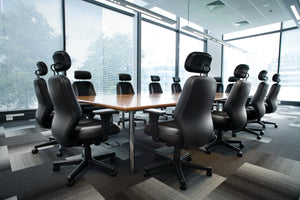 Everest high back executive chair with arms- Leather and mesh upholstery- flat pack delivery