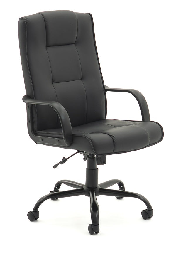 Falcon Highback comfortable executive chair with arms-Black PU Leatherette-meeting chair