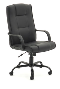 Falcon Highback comfortable executive chair with arms-Black PU Leatherette-meeting chair