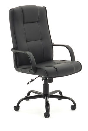 Falcon Highback comfortable executive chair with arms-Black PU Leatherette-meeting chair