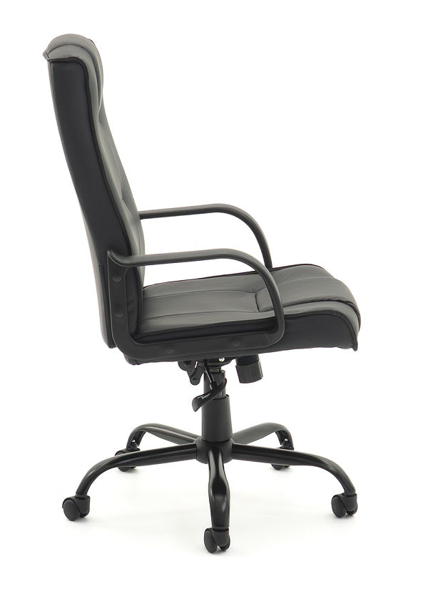 Falcon Highback comfortable executive chair with arms-Black PU Leatherette-meeting chair