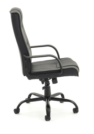 Falcon Highback comfortable executive chair with arms-Black PU Leatherette-meeting chair