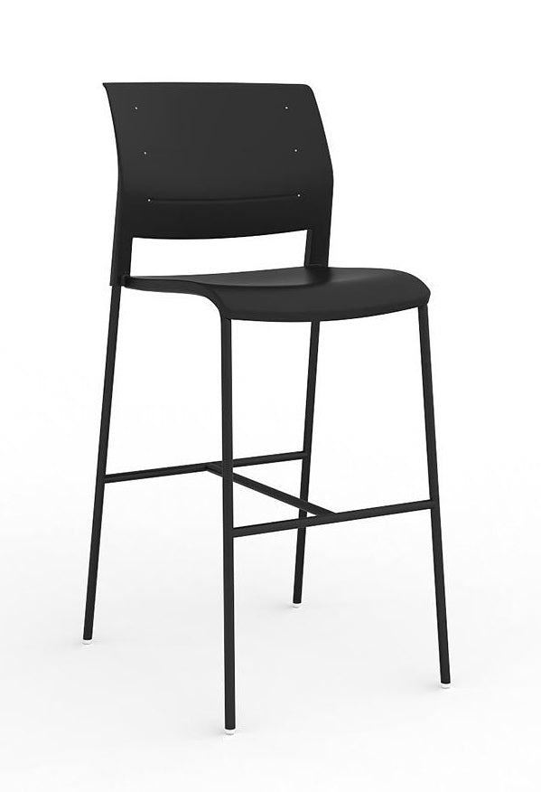 Game Bar Stool-Black steel frame with White, Black & Charcoal seats