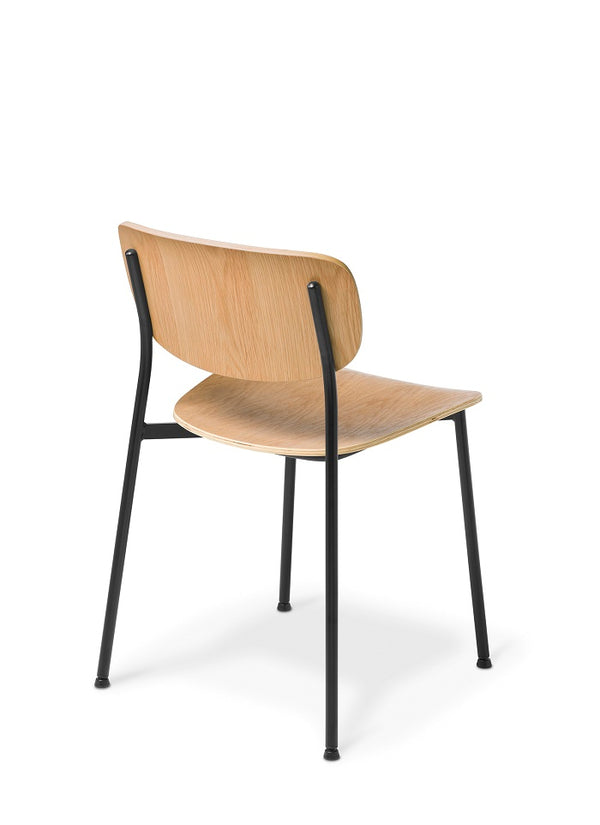 Grove stacking chair-Oak plywood seat-stylish Cafeteria-breakout stacking chair