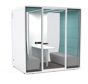 Haven Team+ acoustic office pod- a complete freestanding four person meeting room