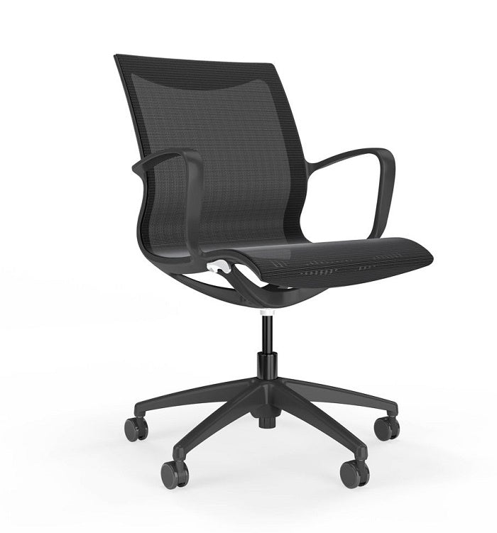 Huracan Contoured full mesh meeting chair with arms| one piece woven mesh seat