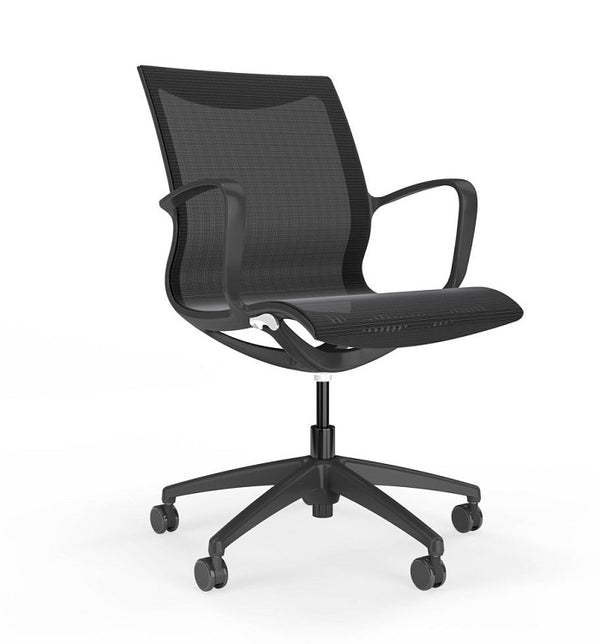 Huracan Contoured full mesh meeting chair with arms| one piece woven mesh seat