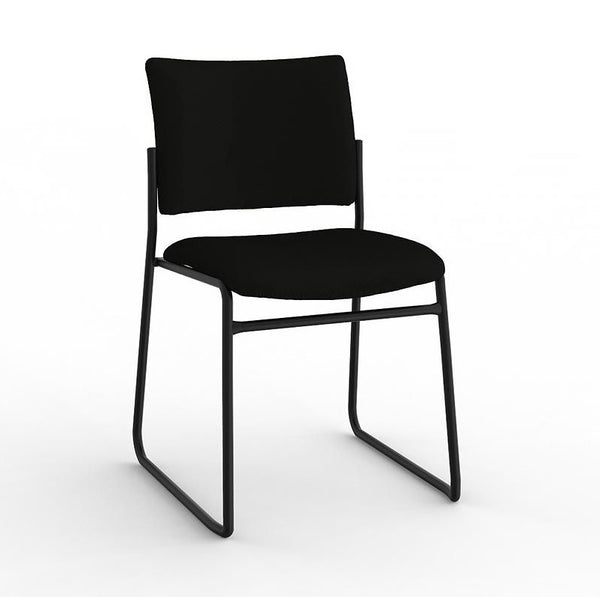 Jump stacking visitor chair- Skid base - Black Crown fabric only | 15 year warranty