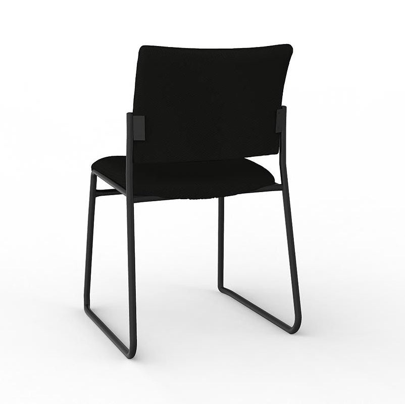 Jump stacking visitor chair- Skid base - Black Crown fabric only | 15 year warranty